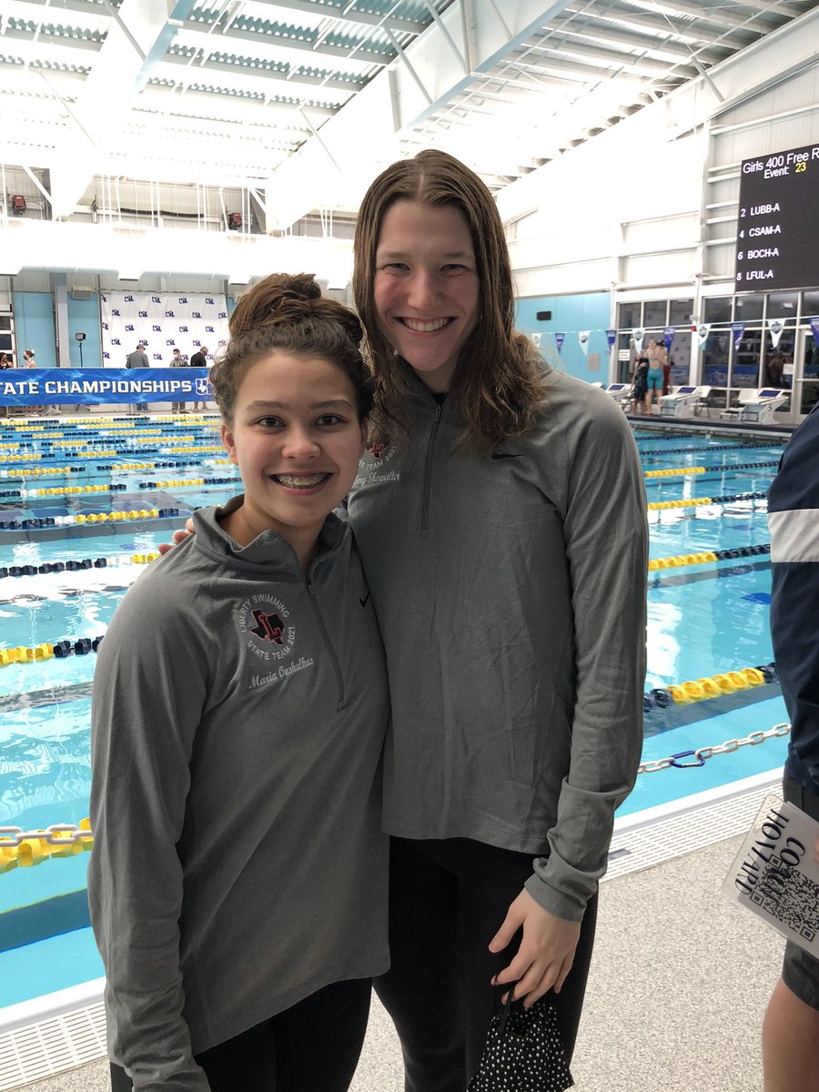 Congrats to Mallory and Maria today! Maria finished 8th overall in the 200 free. Mallory finished 4th in backstroke and 7th in the 100 free! Great job, ladies!