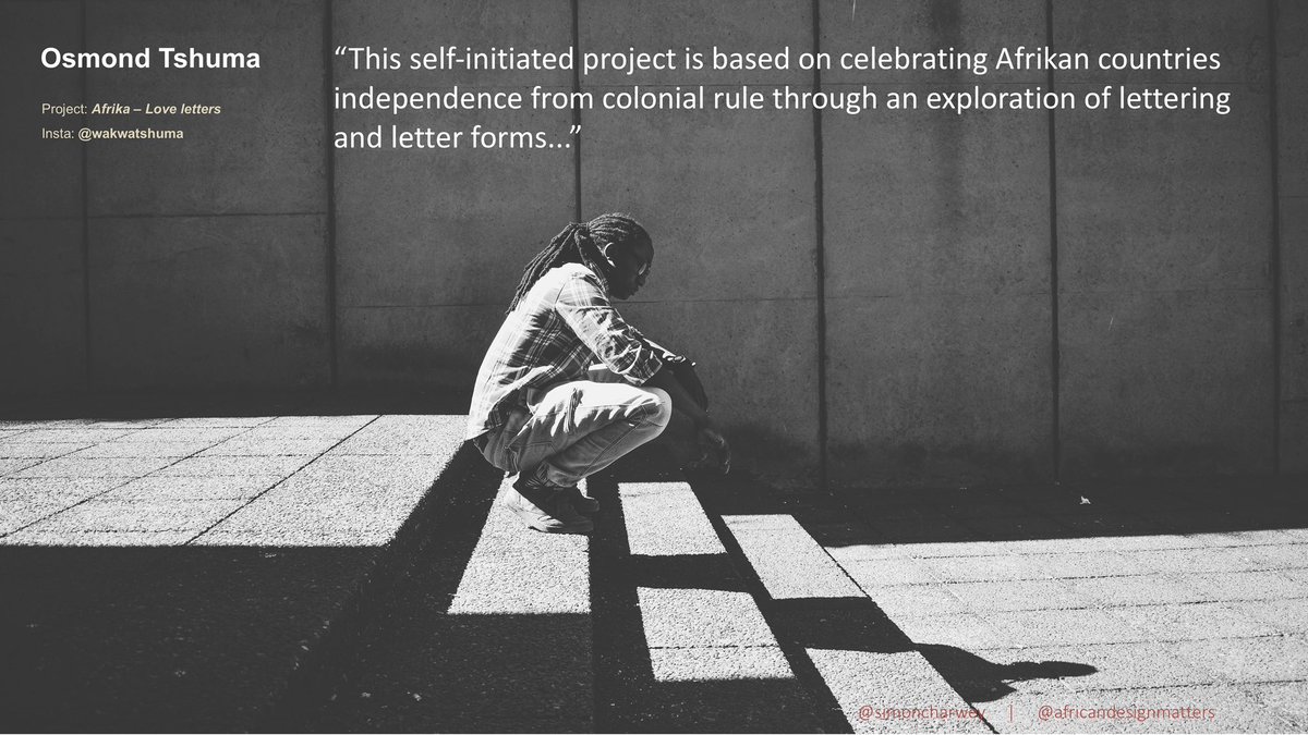 Today on #designisaculturalresponse series, we have <a href="/tshumaosmond/">Osmond Tshuma</a>!
.
See more here — instagram.com/p/CL7IKZ_hWBC/…
.
Works Bio

This self-initiated project is based on celebrating Afrikan countries independence from colonial rule through an exploration of lettering &amp; letter forms.