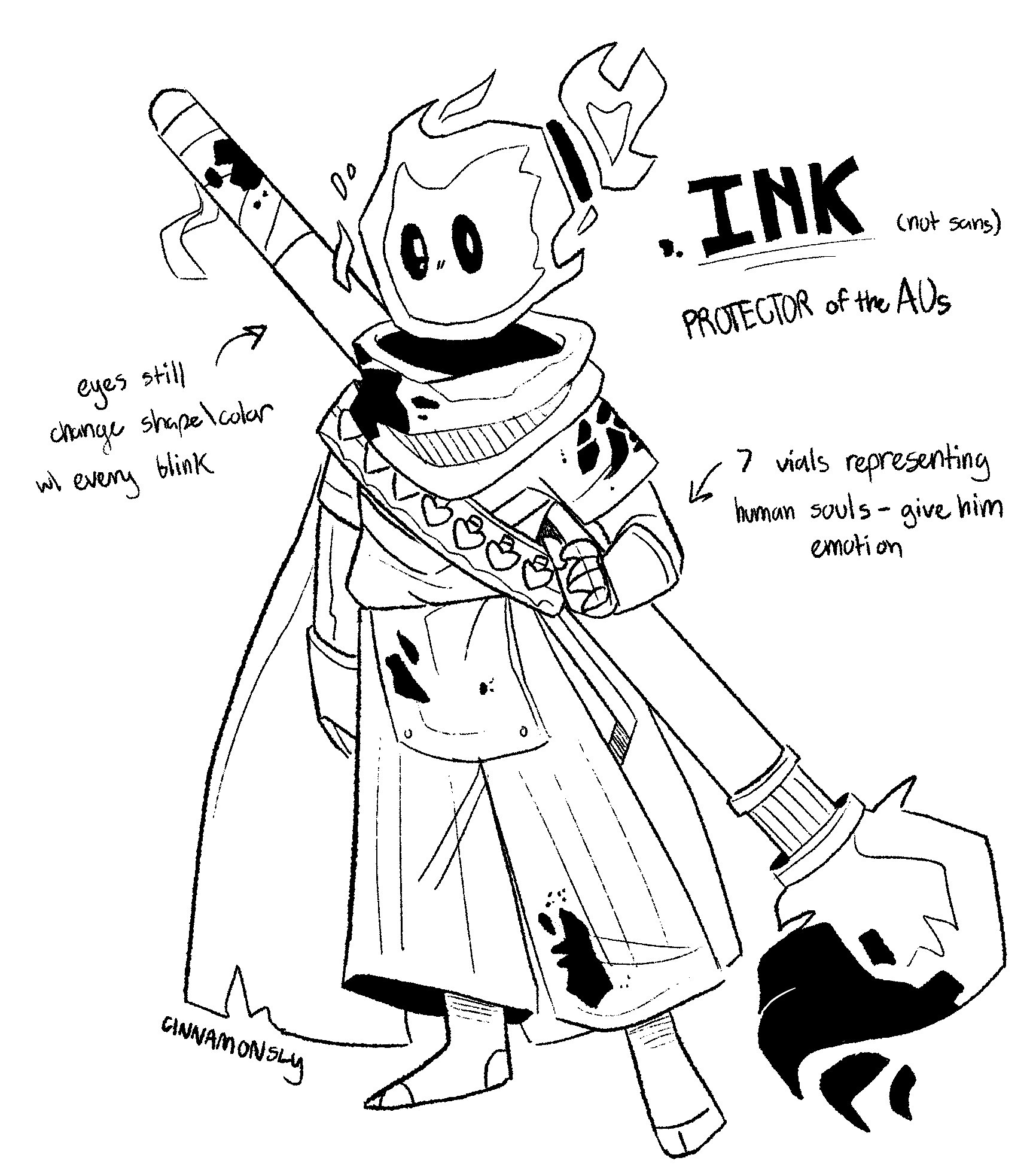 sly ❄️🎄 on X: ink sans has been a hot topic on the tl lately so i tried  redesigning him into a completely unique character, aka not based on  anyone. idk he's