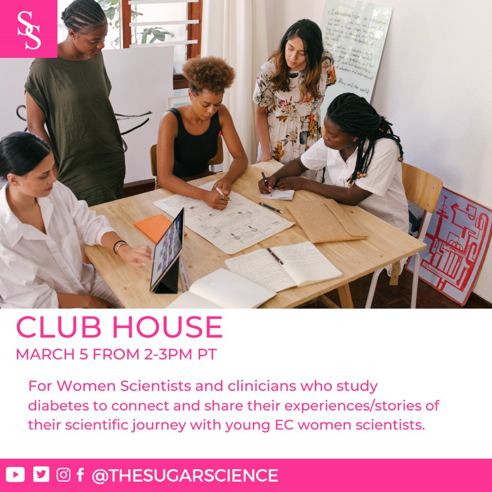 Onederland10's tweet photo. Check out this upcoming event for women in STEM led by @TheSugarScience:

WHO: Women scientists who study T1D

WHAT: connect, share hypotheses, resources, protocols and …life hacks!

WHEN: March 5 from 2-3pm PT

WHERE: Clubhouse

Need Help: sade@thesugarscience.org https://t.co/SmScsnb0d9