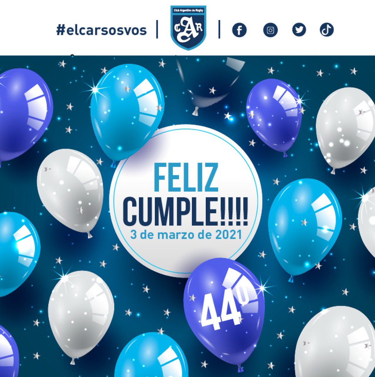 3 de marzo 1977 | 3 de marzo 2021!

Felices 44 años llenos de historia y momentos increíbles. Feliz cumpleaños Club Argentino de Rugby! 

🏉🏒 #ElCARsosvos 🇪🇪