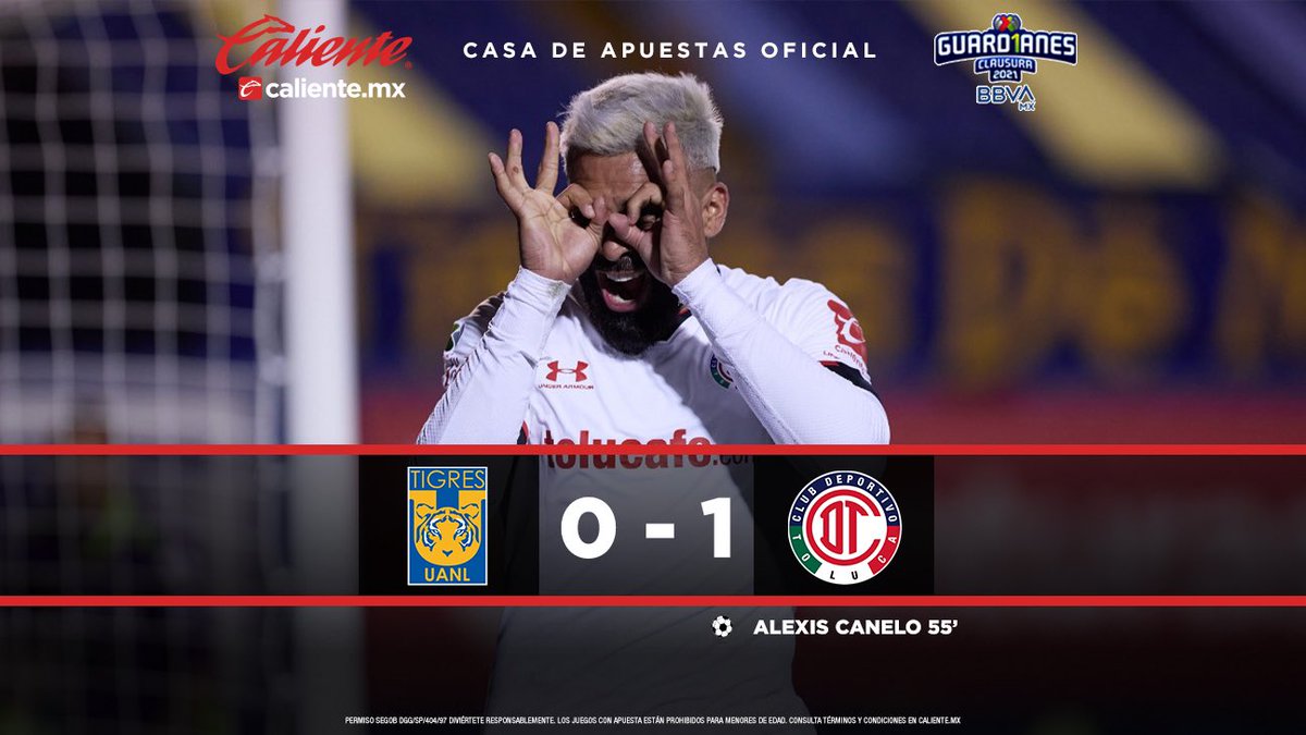 8️⃣ goles en 9️⃣ partidos para Alexis Canelo 🔥
@TolucaFC derrotó a #Tigres para llevarse los tres puntos en casa ajena 👹
#Toluca #Guard1anes2021 #ApuestaPorLaLigaMX #LigaMX #Futbol #Deportes https://t.co/3rZ5WsJGMx