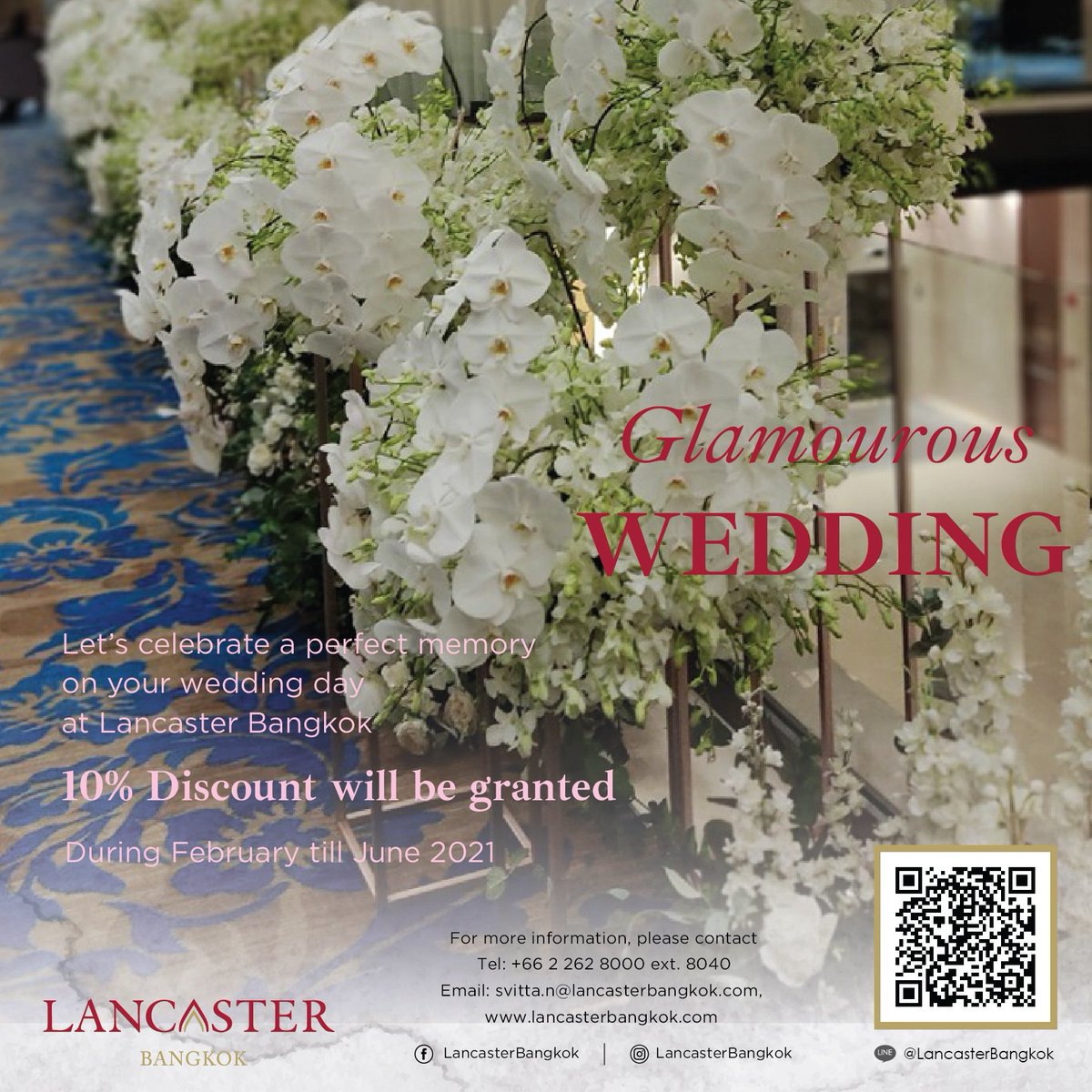 LancasterBkk's tweet photo. Let's celebrate a perfect memory on your wedding day at Lancaster Bangkok
10% Discount will be granted!!
until June 2021
Call now 02 262 8000 ext. 8040
Email: svitta.n@lancasterbangkok.com
#lancasterbangkok #preferredlife #wedding #weddingpackage2021 #weddingpackage https://t.co/limZvvH5FQ