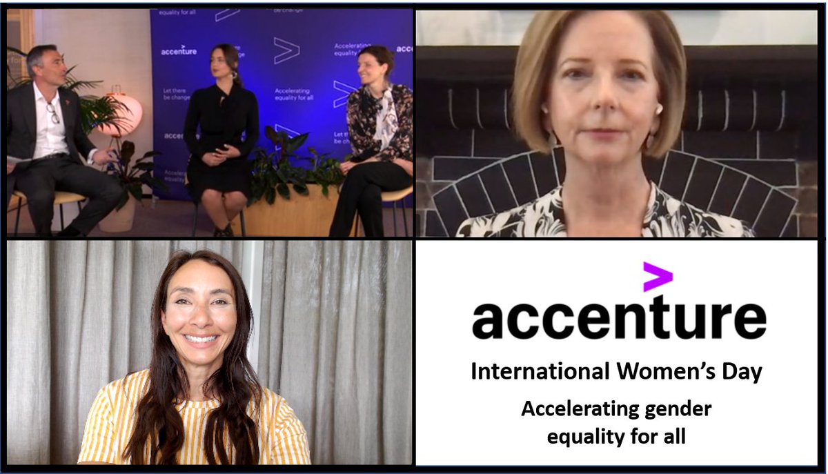Thank you <a href="/Accenture_ANZ/">Accenture AU & NZ</a> for your conversation on accelerating gender #equalityforall - especially in STEM. What an honour to be alongside the Honourable @juliagillard, Allegra Spender &amp; @RaeJohnston. Heading into #IWD2021 it's a great time to reflect on #DiversityandInclusion