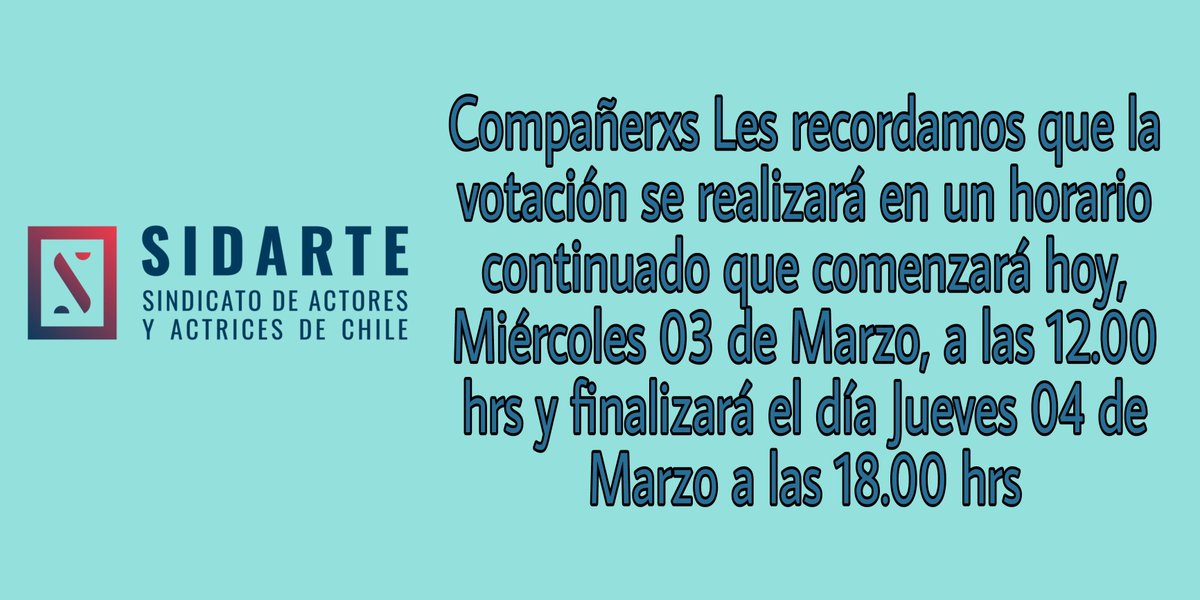 sidarte_chile's tweet photo. Ahora nos toca participar a todxs, revisa tu correo, ahí esta toda la Info para que puedas votar este 3 y 4 de Marzo para elegir a nuestro nuevo directorio nacional! 💕💪🥰
Comparta la Info para que seamos muchos! https://t.co/tJX8v6XTKO
