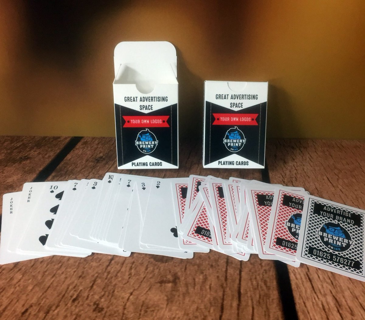 Branded playing cards perfect for making an impact on potential customers at your business or venue
10 minimum order 
10-20 = £3.50 each
21-40 = £3.00 each
41-60 = £2.50 each
61 plus £1.50 each

#brandedplayingcards #playingcards #printing #printingservices #branding #ukbreweries