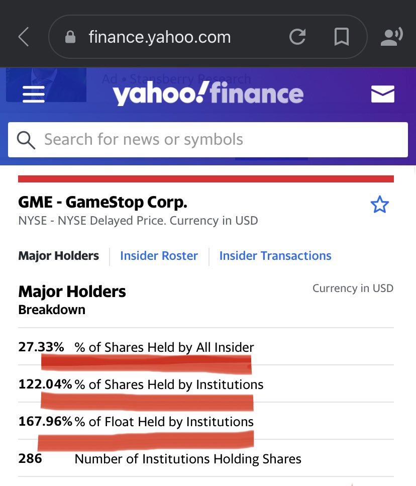 MWM76's tweet photo. @Chris57625406 @ihors3 $GME I’ve been asking anyone who would listen for the last year, how in the hell is institutional interest over 100% on $GME? And add on a float that was/is over 100% short. It is an Irreversible Trade! #MOASS #NoFloat  #AllSynthetic #Squeeze 

https://t.co/SYTzw4JIBJ https://t.co/Z55bNtROyp