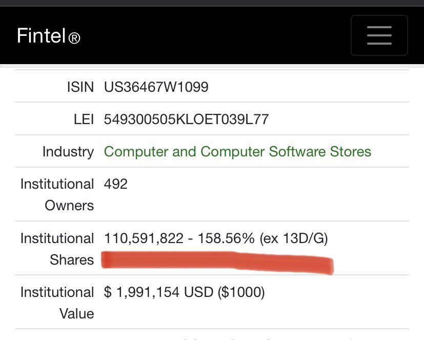 MWM76's tweet photo. @Chris57625406 @ihors3 $GME I’ve been asking anyone who would listen for the last year, how in the hell is institutional interest over 100% on $GME? And add on a float that was/is over 100% short. It is an Irreversible Trade! #MOASS #NoFloat  #AllSynthetic #Squeeze 

https://t.co/SYTzw4JIBJ https://t.co/Z55bNtROyp