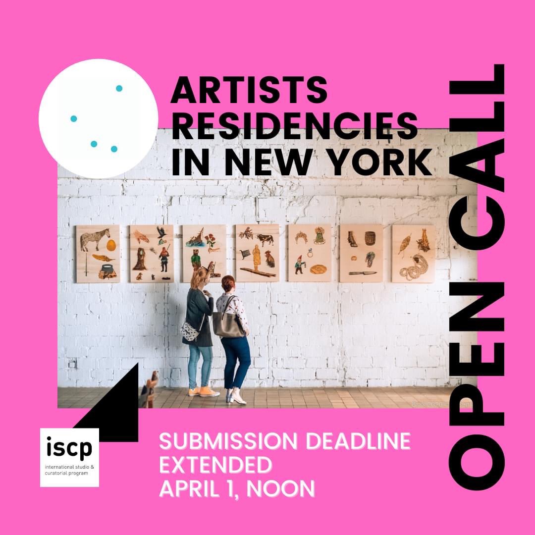 Visegrad Fund (@visegradfund) on Twitter photo 📢 Submission Deadline for Artists Residencies in New York EXTENDED!
Are you an artist from one of the Visegrad countries?
🔵 Spend two months from November to December 2021 in New York
📅 Apply by April 1, noon!
<a href="/ISCP_NYC/">International Studio & Curatorial Program (ISCP)</a> 📢 Submission Deadline for Artists Residencies in New York EXTENDED!
Are you an artist from one of the Visegrad countries?
🔵 Spend two months from November to December 2021 in New York
📅 Apply by April 1, noon!
<a href="/ISCP_NYC/">International Studio & Curatorial Program (ISCP)</a>