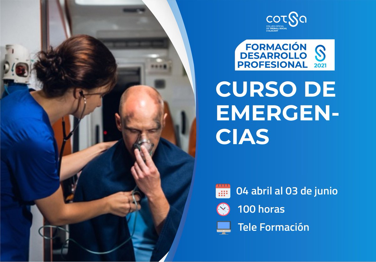 COTSAlacant's tweet photo. 📣 𝙲𝚄𝚁𝚂𝙾 𝙳𝙴 𝙸𝙽𝚃𝙴𝚁𝚅𝙴𝙽𝙲𝙸𝙾𝙽 𝙿𝚂𝙸𝙲𝙾𝚂𝙾𝙲𝙸𝙰𝙻 𝙴𝙽 𝙴𝙼𝙴𝚁𝙶𝙴𝙽𝙲𝙸𝙰𝚂 𝚈 𝚄𝚁𝙶𝙴𝙽𝙲𝙸𝙰𝚂 𝚂𝙾𝙲𝙸𝙰𝙻𝙴𝚂

-FORMACIÓN DESARROLLO PROFESIONAL-

Impartido por Dimas D. López .

📅 04 ABRIL al 03 JUNIO
🕠 100h
💻 Tele-Formación
ℹ  https://t.co/V2T52wi71x https://t.co/sGXTr7DzBc