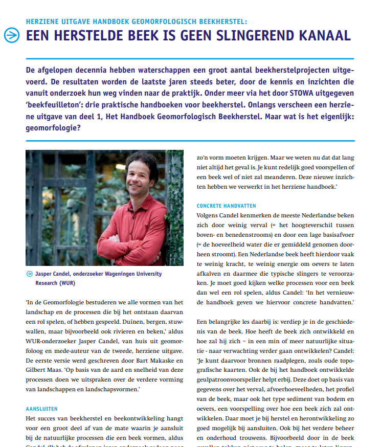 jaspercandel's tweet photo. Interview in STOWA magazine over de herziene uitgave van het Handboek Geomorfologisch Beekherstel
https://t.co/Hzbe8kgaLC https://t.co/a3laqBZoOD