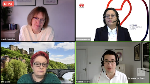 ftlive's tweet photo. #FTTechWomen ‘The gender gap in technology starts at school and continues into further education,’ says Pallavi Malhotra, @Huawei. 

'Support in choosing study options from the age of 14 onwards is really important. Shouldn't be steered into cooking instead of science.’ @Dr_Black https://t.co/F9odoUOhQW