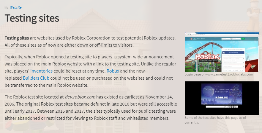 Roblox Testing Sites ARE BACK!? 