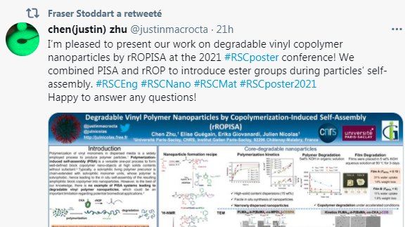 Julien Nicolas (@julnicolas) on Twitter photo .<a href="/justinmacrocta/">chen(justin) zhu</a>'s achievement of the day: his #RSCPoster #RSCMat has been RT by #ChemNobel <a href="/sirfrasersays/">Fraser Stoddart</a> 🤘Many thanks for him 👏 .<a href="/justinmacrocta/">chen(justin) zhu</a>'s achievement of the day: his #RSCPoster #RSCMat has been RT by #ChemNobel <a href="/sirfrasersays/">Fraser Stoddart</a> 🤘Many thanks for him 👏
