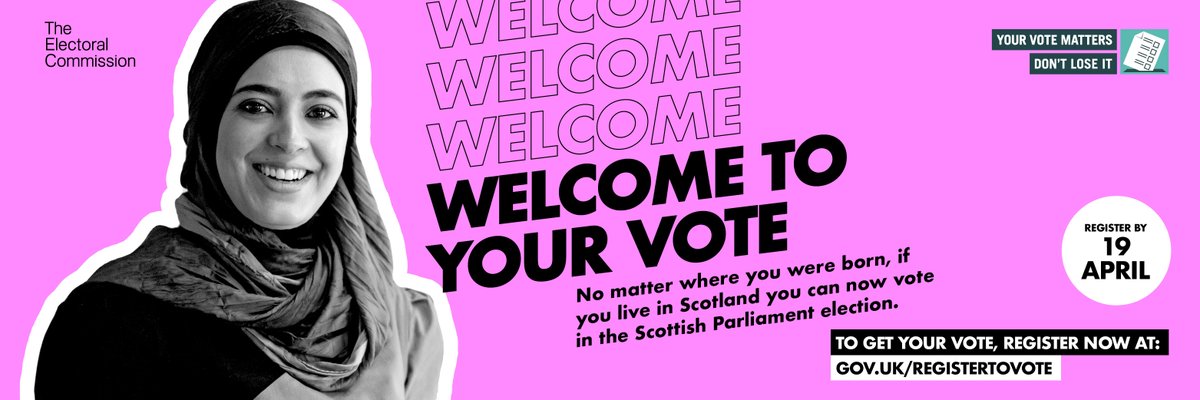 scotrefcouncil's tweet photo. Last year, the Scottish Parliament passed a law which extends the right to vote in Scottish elections to people with refugee status. To vote in the Scottish elections in May, you must register by Monday 19 April! More: https://t.co/5BIcdsKcIp 

#NewScots #NewScotsVote https://t.co/DwX19U7VBC