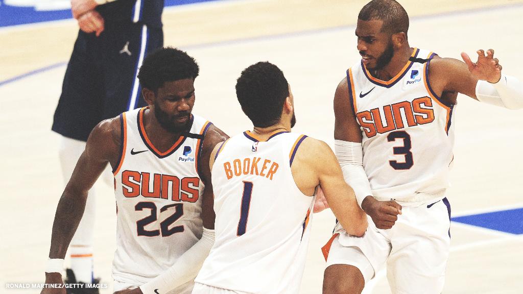 espn's tweet photo. Current No. 2 seed in the West: the Phoenix Suns ☀️🏜 https://t.co/SoUFLXYtIR