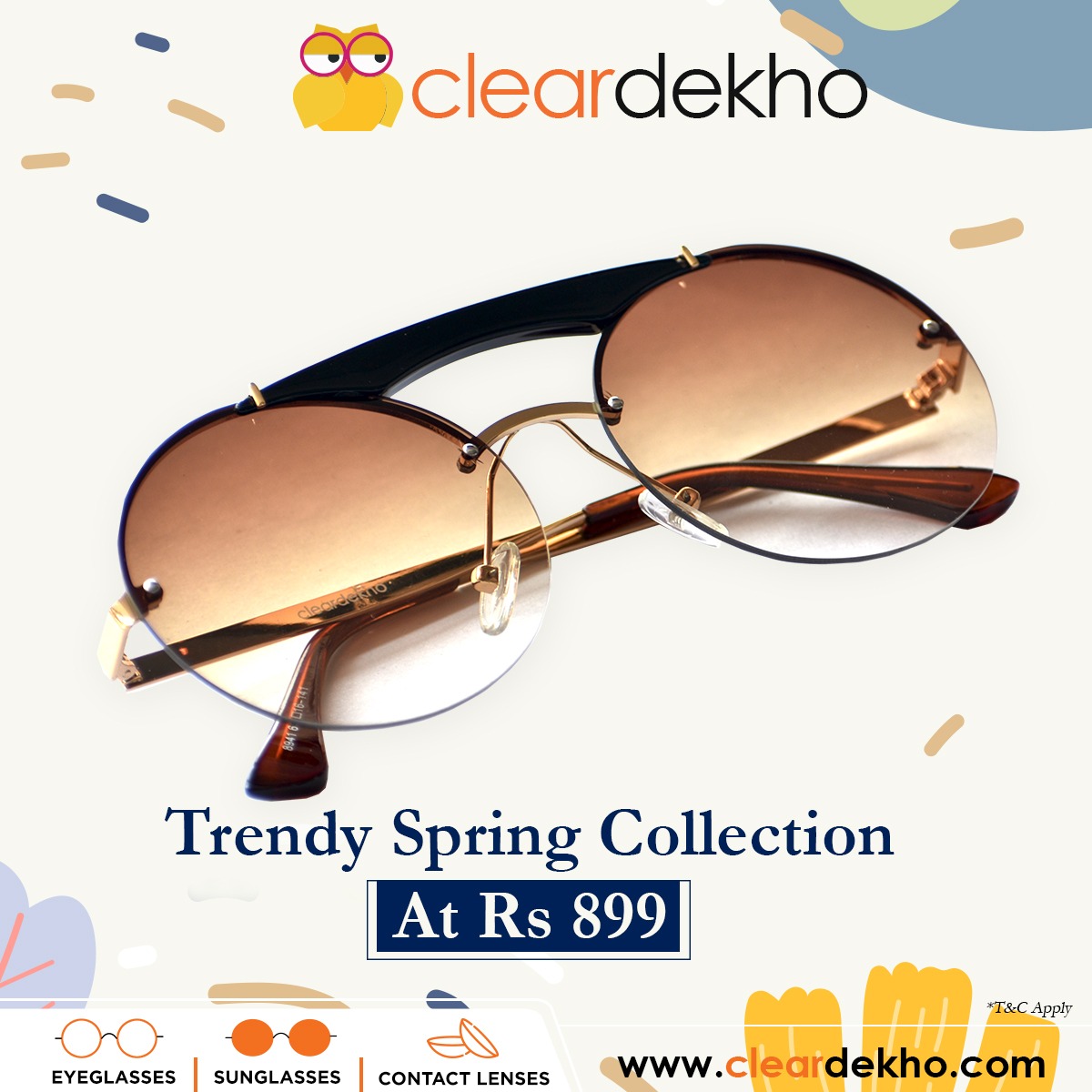 Cleardekho's tweet photo. Shop For Trendy *Spring Sunglasses* Only At ClearDekho Store! Visit Us Today - *https://t.co/3AsZ7puA6s* #SpringTime #sunglasses #eyewear #trendycollection #Retail #startup #wednesdaythought https://t.co/E6dICKES3b