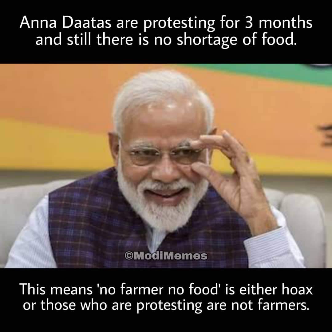 #modi_jawab_do
Haan Bhai #farmerprotest walo jawab do 😏
.
.
.
.
#farmersprotest #farmer #farmers #kissan #kissanandolan #kissanektajindabad #tractor #tractors #tractormarchdelhi #tractorrally #tractormarch #ghazipurborder #tikriborder #singhuborder #modi #modiji #modi_jawab_do