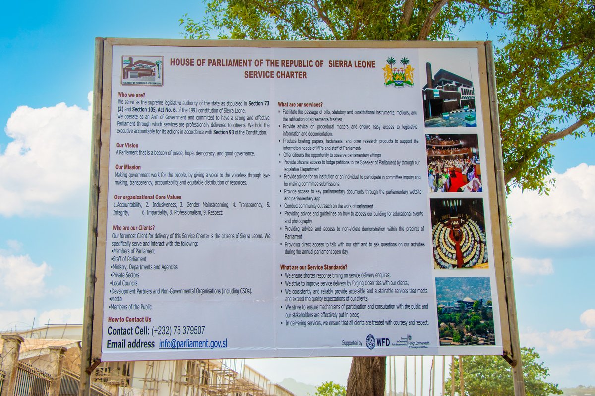 Clerk, Parliament of Sierra Leone🇸🇱 (@clerkposl) on Twitter photo We were joined by #OpenGov community yesterday to launch our "Service Charter". As a #Parliament, we will continue to explore opportunities to leverage platforms that will scale up citizens engagement. Thanks to support of <a href="/WFD_Democracy/">Westminster Foundation for Democracy (WFD)</a> <a href="/FCDOGovUK/">Foreign, Commonwealth & Development Office</a> <a href="/UKinSierraLeone/">UK in Sierra Leone 🇬🇧🇸🇱</a>
<a href="/NACCED_SL/">NaCCED</a> We were joined by #OpenGov community yesterday to launch our "Service Charter". As a #Parliament, we will continue to explore opportunities to leverage platforms that will scale up citizens engagement. Thanks to support of <a href="/WFD_Democracy/">Westminster Foundation for Democracy (WFD)</a> <a href="/FCDOGovUK/">Foreign, Commonwealth & Development Office</a> <a href="/UKinSierraLeone/">UK in Sierra Leone 🇬🇧🇸🇱</a>
<a href="/NACCED_SL/">NaCCED</a>