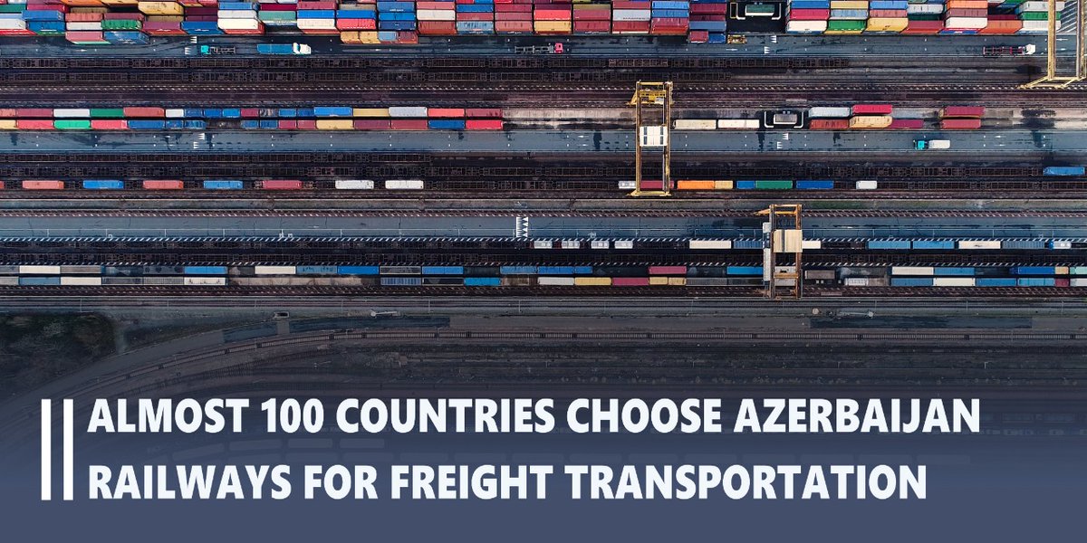 ADYFreight's tweet photo. The number of countries carrying their cargo by the railways of Azerbaijan reached 94 in 2020. In 2019, there were 87 such countries. #ady #demiryollari #railway #freight #cargo #transit #export #import #adyexpress #adycontainer #bakutbilisikars https://t.co/vHvHEmjiMV