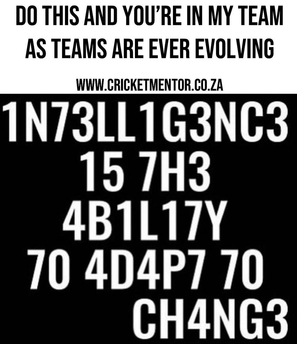 DONCRICKET's tweet photo. The ability to adapt and to change in any #sportsteam or #businessteam is of the utmost importance to achieve #success and #results ! These spaces are ever evolving and require #intelligenceatwork #decisionsdecisions and a #calmmind 
🧠 💡 🙏🏻 👩‍💼 👨‍💼 🏏 https://t.co/jP3umyNfv9