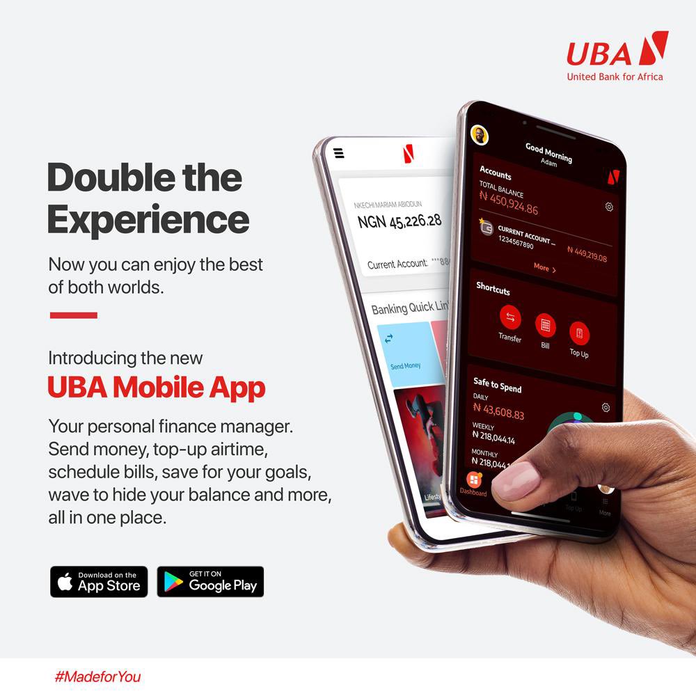 Emmydavis89's tweet photo. We asked, they listened. we wanted good banking experience  @UBAGroup decided to "Double The Experience". What more can one ask for than a mobile App that gives you control over your finance. its not like other mobile Apps. its an App #MadeForYou #AfricasGlobalBank #ubacares https://t.co/y3b2pUYoUK