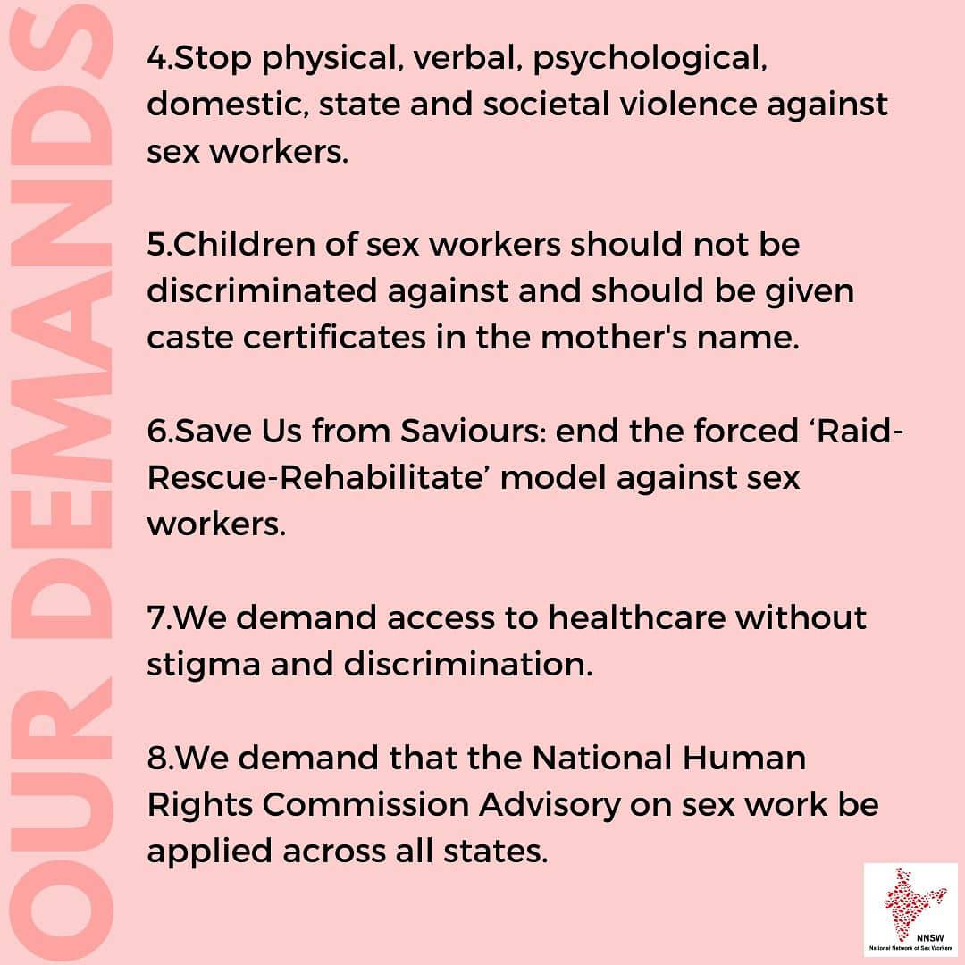 NNSWIndia's tweet photo. Sex Worker Collectives across the world step out with pride on 3rd March-International Sex Workers’ Rights Day.
This year,we share this poster with our demands as workers at a time when workers’ rights are under attack.

#SexWorkIndia #SexWorkSouthAsia #NNSW #ISWRD https://t.co/Kf4rAja019