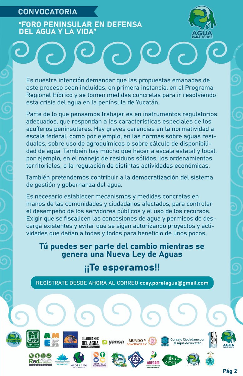1DIASINAGUA's tweet photo. Foro Peninsular en Defensa del Agua y la Vida.
 6 de Marzo del 2021- 10:00 - 13:00 hrs
Regístrate en este link 👇🏽🙏💙💚🌎💧🌱
https://t.co/axzYKprbEP https://t.co/U8Y6eE2HmK