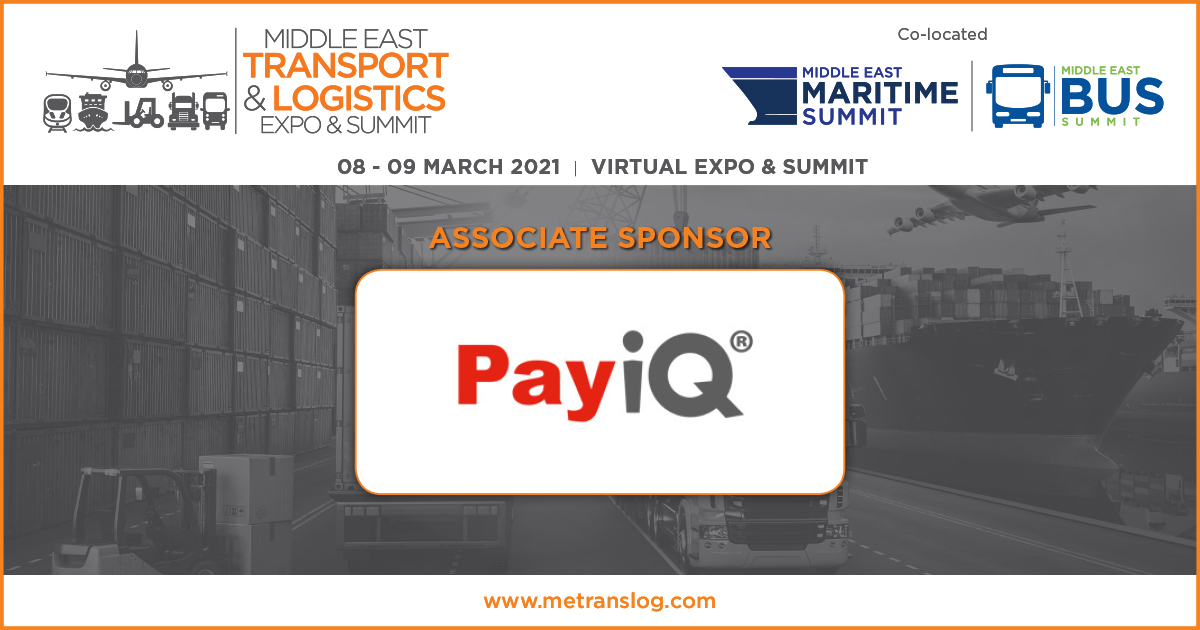 ME_TransLog's tweet photo. We are pleased to announce @payiq as an Associate Sponsor for METRANSLOG - Middle East Transport and Logistics Expo and Summit taking place from 08 - 09 March 2021.

Please register to attend:
https://t.co/Y85ZBLYbnN https://t.co/Q3mpmS7FiF