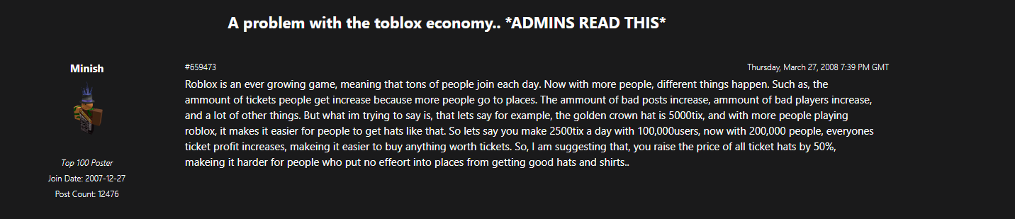 Old Roblox Facts on X: (This is where it get's more complicated, I might get a fact wrong here but I hope you understand.) On the forums, User Minish and Merely got