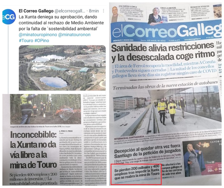 ❌INCONCEBIBLE... é a desinformación do, disque xornal, <a href="/elcorreogallego/">El Correo Gallego</a>. 
Primeiro comunican a nova e, uns minutos e posiblemente algunha chamada despois, retírana.
Hoxe, en portada, seguen a manipular a realidade vendidos á mineira.
Xulguen vostedes mesmos.
#MinaTouroOPinoNON