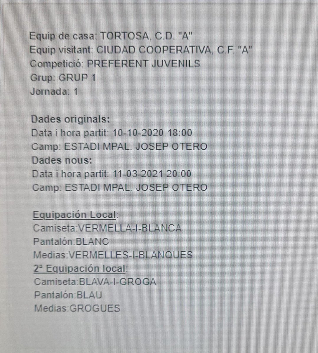 Esto es lo que le importa a la <a href="/FCF_CAT/">Federació Catalana de Futbol</a> sus afiliados. Viaje a Tortosa entre semana, un Jueves. Los que estudian de tarde y trabajamos al día siguiente nos pueden dar por culo verdad? Qué grandes que sois, VERGONZOSO! #onlycash #covidfree