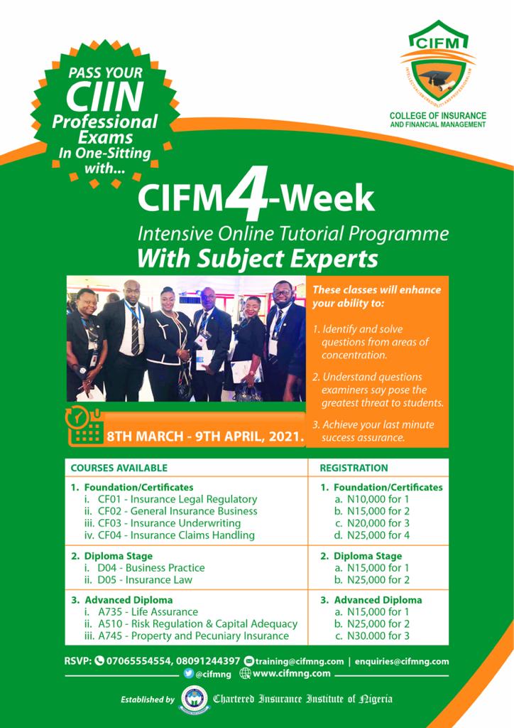 Pass Your CIIN Professional Exams in One - Sitting with CIFM Intensive Online Tutorial program. bit.ly/3bb1OlD