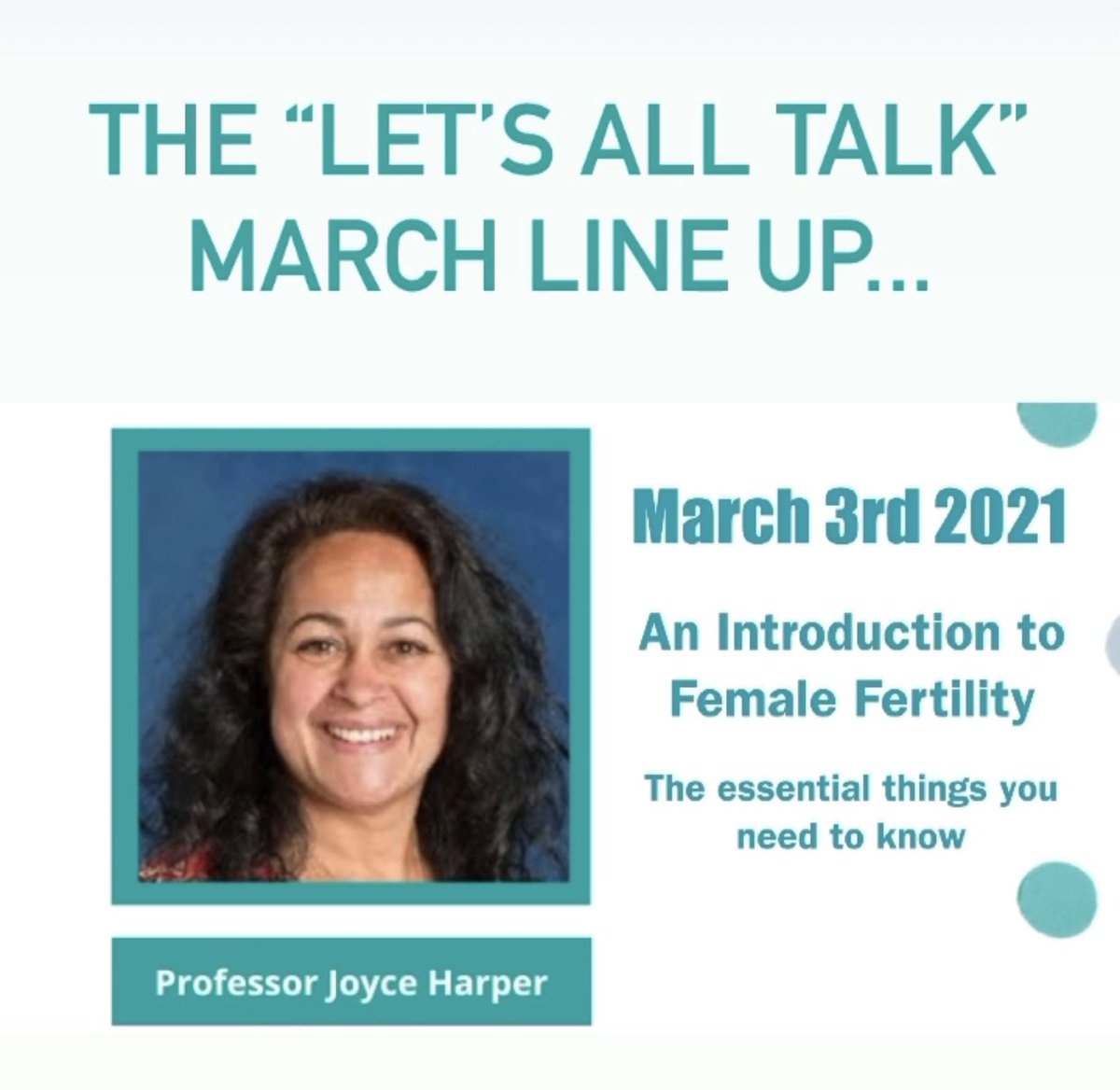 Joyce Harper (@profjoyceharper) on Twitter photo Free talk tonight #yourfertileyears The Fertility Show brings you our “Let’s All Talk” webinar series for March, this month covering #FemaleFertility This is our excellent panel of experts, so join us every Wed 8pm. It’s totally free <a href="/fertilityshow/">The Fertility Show</a> linktr.ee/TheFertilitySh… Free talk tonight #yourfertileyears The Fertility Show brings you our “Let’s All Talk” webinar series for March, this month covering #FemaleFertility This is our excellent panel of experts, so join us every Wed 8pm. It’s totally free <a href="/fertilityshow/">The Fertility Show</a> linktr.ee/TheFertilitySh…