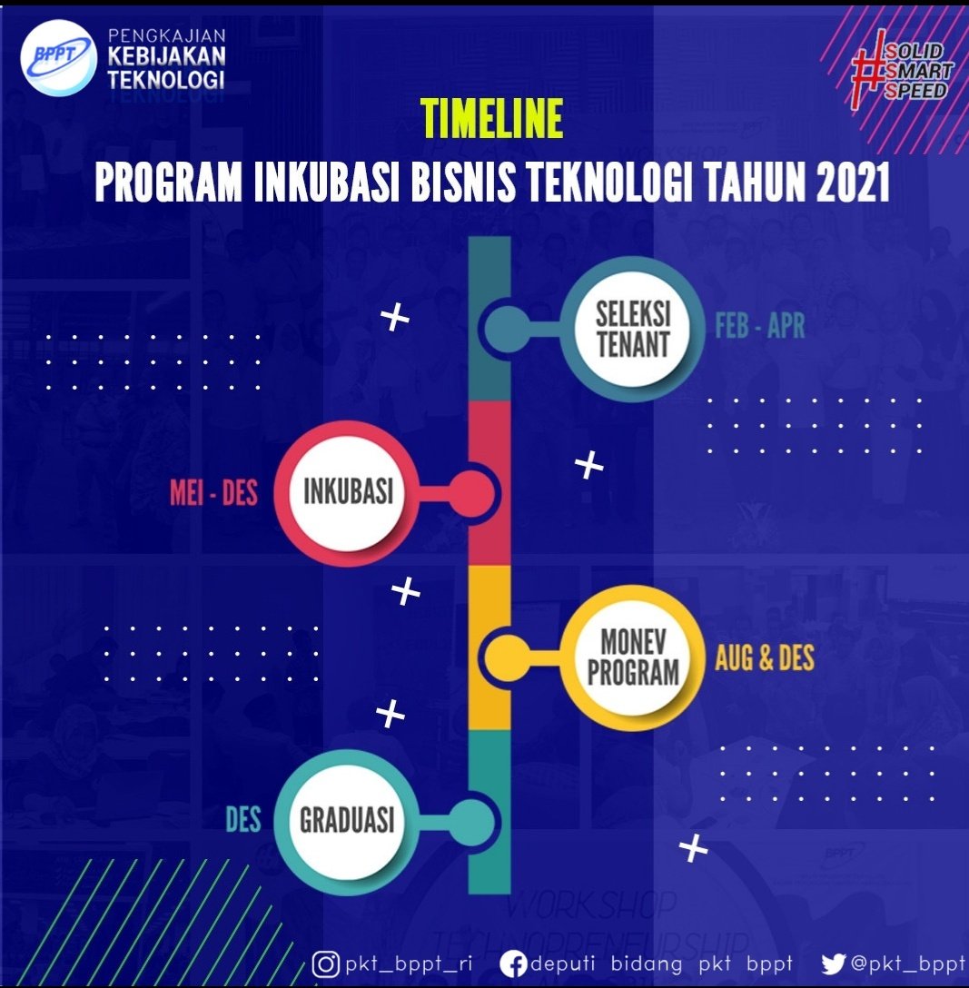 pkt_bppt's tweet image. Jika ada pertanyaan lanjutan, bisa DM social media BIT @bit_bppt atau email di info-bit@bppt.go.id atau bisa juga WA di 081315773575 

Ayooo daftar segera menjadi tenant BIT! Kami tunggu sampai 28 Maret 2021 ya, teknopren!

#bit_bppt #bppt_ri #pkt_bppt  #inkubasibisnis #startup