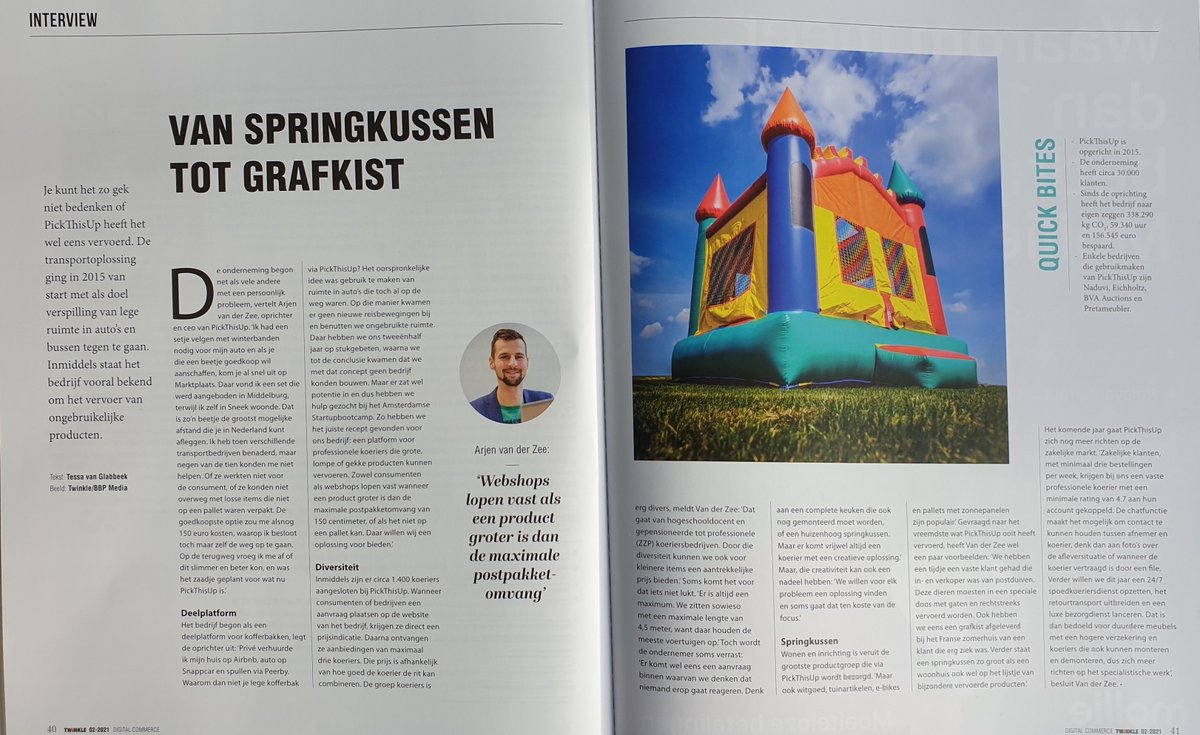 Deze maand staan we in <a href="/RedactieTwinkle/">Twinkle</a> magazine!

Over o.a. onze uitbreiding van #Marktplaats en #veiling bezorging, naar zakelijke #e-commerce oplossingen🚛💨

Samen met onze 1.500 koeriers kijken we uit naar wat 2021 gaat brengen🚀

Van #c2c naar #b2c #transport en #bezorging