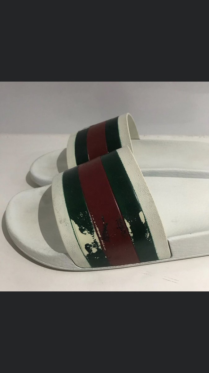 sole2soul6's tweet photo. Saved these Gucci sliders from the landfill βπ» #gucci #guccigang #guccisliders #prada #louboutins #alexandermcqueen #stoneisland #Moncler #valentino #sustainablefashion #jimmychoo #yeezy #sole2soul https://t.co/xDSI4oawyf