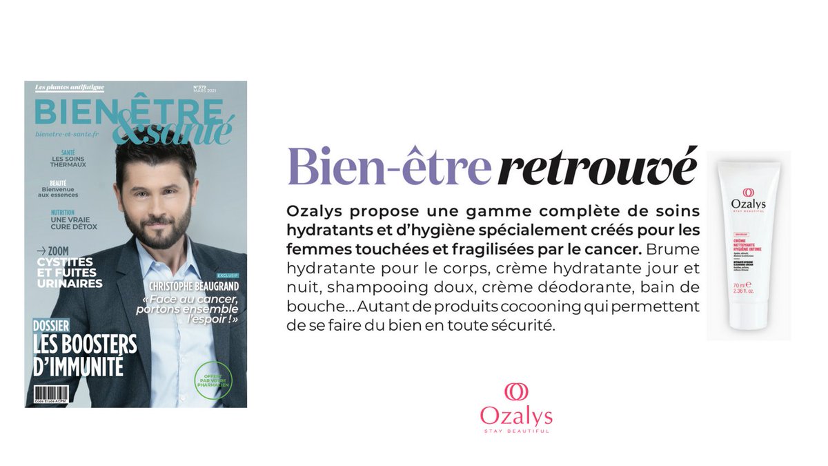 OzalysCosmetics's tweet photo. Merci @bienetresante1 de mettre en lumière notre gamme de soins pensée pour les #femmes touchées par le #cancer.
Vous souhaitez des informations sur la gamme #Ozalys,
👉https://t.co/gT2PAUIBix
#lifeispreciousbeautytoo #bienêtre #santé #madeinfrance https://t.co/j5ycwF4hN9