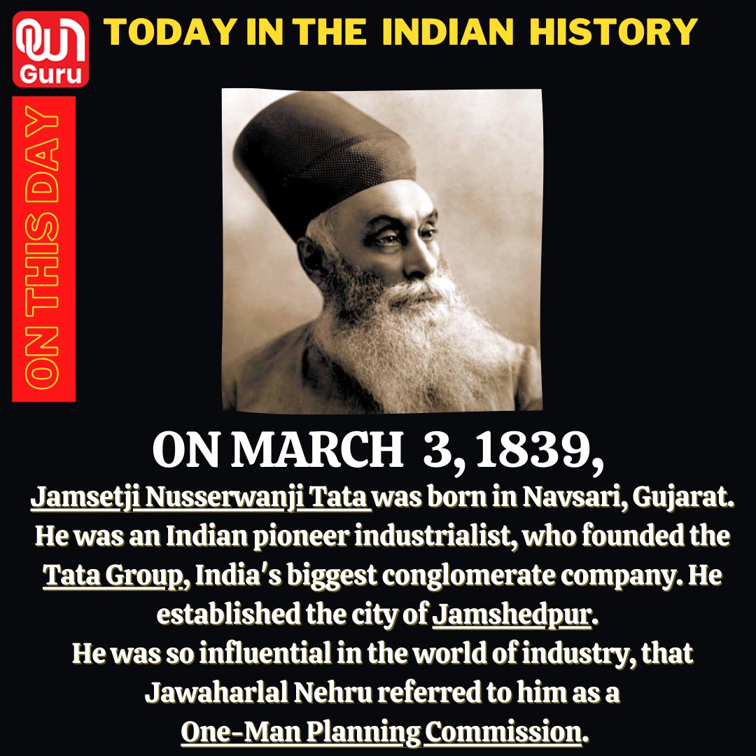OfficialOwnTV's tweet photo. Visit our website @ https://t.co/tw19oqNu63
Follow us on Instagram @officialownguru
#history #historyofindia #jamsetjitata #industiralist #historyoftoday #birthday https://t.co/rMcw1dHtpi