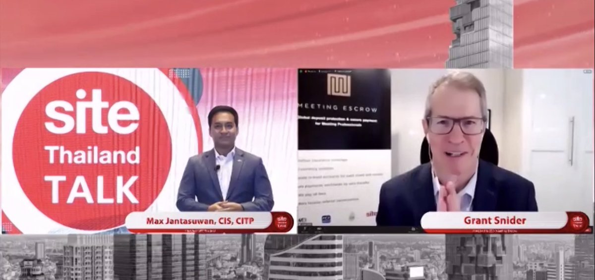 Really interesting session with SITE Thailand to start the day here in Europe on how to plan ahead and manage risk in times of uncertainty within our industry. Thanks <a href="/meetingescrow/">Meeting Escrow Inc.</a> for your input today #SITEstrong #SITEunite 
<a href="/SITEGlobal/">SITE</a>