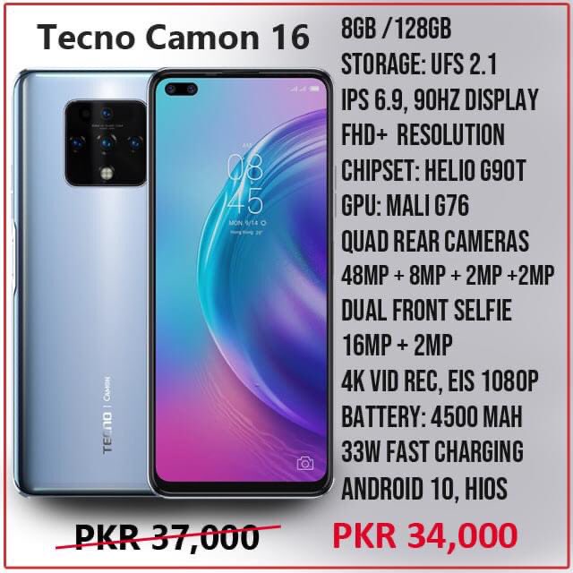 PaktelStore's tweet photo. Price Change Alert: Tecno Camon 16 Price 3000 Drop Ho Chuki Ha. New Price Is PKR 34,000. After Discount Ab aur Achi price bnay gi. Kya Ketay Hain Ap? Comment Ma Zror Btana. I'm waiting...💗
\ https://t.co/IEsinB4LVN