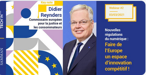 CabinetSamman's tweet photo. #EuropeNum Merci au Commissaire @dreynders pour son intervention. 2021, l'année de la confiance numérique en Europe @DigitalServicesAct #ProductSafetyPledge #GSPD https://t.co/t1MLoIl9Na