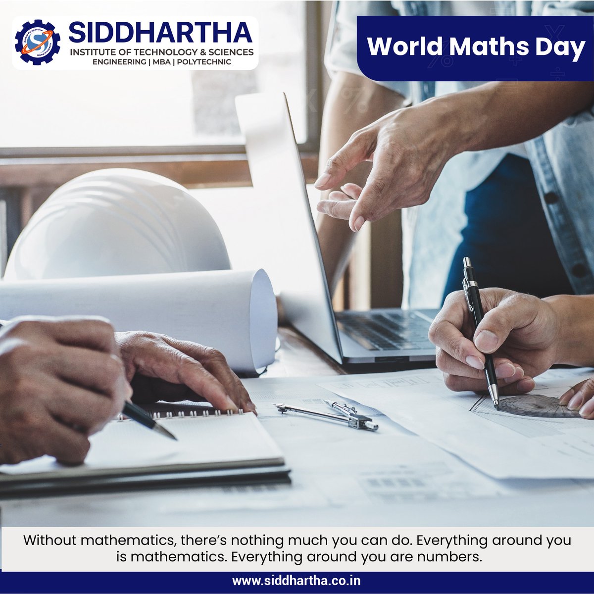 World Maths Day - 3rd March.

Without mathematics, there’s nothing much you can do. Everything around you is mathematics. Everything around you are numbers.

#WorldMathsDay #MathsDay #Mathematics #Numbers #EngineeringMathematics #Mathskills