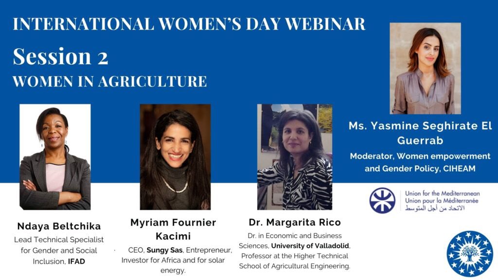 #IWD2021 J-2 ⏰ Don’t miss this Friday the <a href="/UfMSecretariat/">Union for the Mediterranean</a> International Women’s Day webinar. We will discuss the importance of empower #women to attain gender equal in decision-making, with a special focus for women in #agriculture. 👩‍🌾
Registration 👉🏼 bit.ly/3rovNfm
