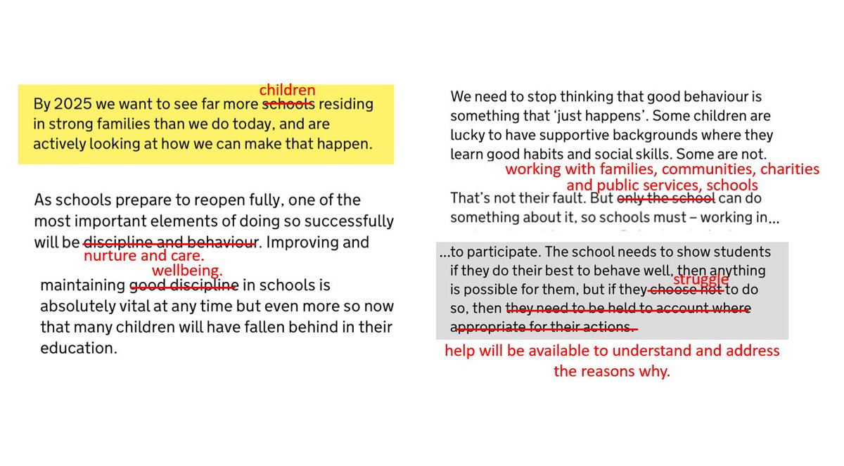 salhogg's tweet image. Suggested ammendments to four parts of Gavin Williamson's speech on Monday gov.uk/government/spe…
