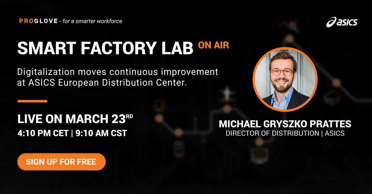 ProGlove's tweet photo. 🎙️ Secure yourself a front row seat for @ASICSeurope Keynote at #SmartFactoryLab - On Air, on March 23rd:➡️ https://t.co/xbbPeqTxPX. Michael Gryszko will reflect on the current retail landscape and how real-time information is an unvaluable asset during these unprecedented times. https://t.co/lkZbDUXnQV