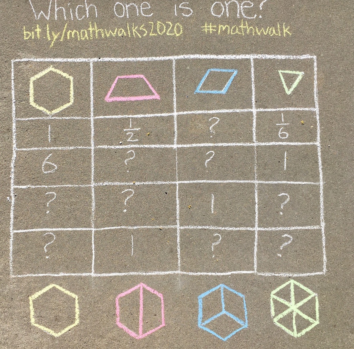 MathsCirclesOz's tweet photo. Can you complete this pattern block puzzler? 

Another fun chalk #mathwalk talk from @traciteacher.  To see the amazing and extensive collection of #mathwalks, head to:  https://t.co/1hpKvX1XsL

#mtcoz #mtcoz https://t.co/vL2engL4LH