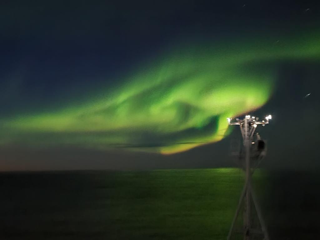 CSIRO's tweet photo. This amazing Aurora Australis was shot by Kristian Webster on #RVInvestigator. 

@AusAntarctic sent down a novel camera system to give an eye-to-eye view of krill swimming in the Southern Ocean.

🤝: @pewenvironment, @AntarcticSF, @Ant_Partnership 

More: https://t.co/vH4dMcbyuM https://t.co/1xcIHPvEId