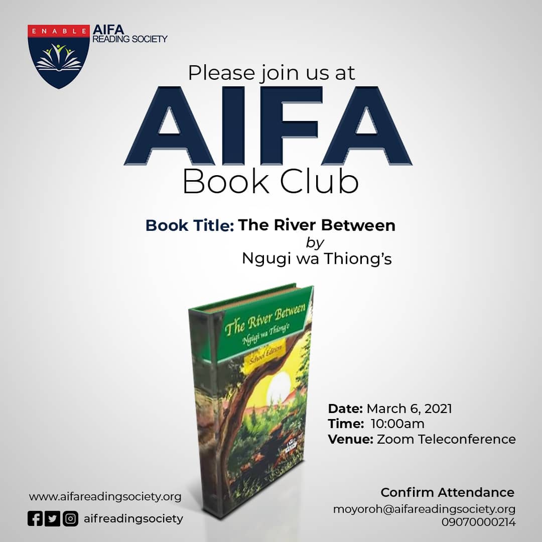 aifareading's tweet photo. What are you up to this Saturday!

Join us at AIFA Book Club to explore the book, "The River Between".

Interested?
Call/email/text us right away!

#Readers #BookLovers #PassionateReaders #BookExplorer #BookClub #Books #SDGs #SDG4 #Learning #ReadingFun #TheRiverBetween https://t.co/cGwA8emToF