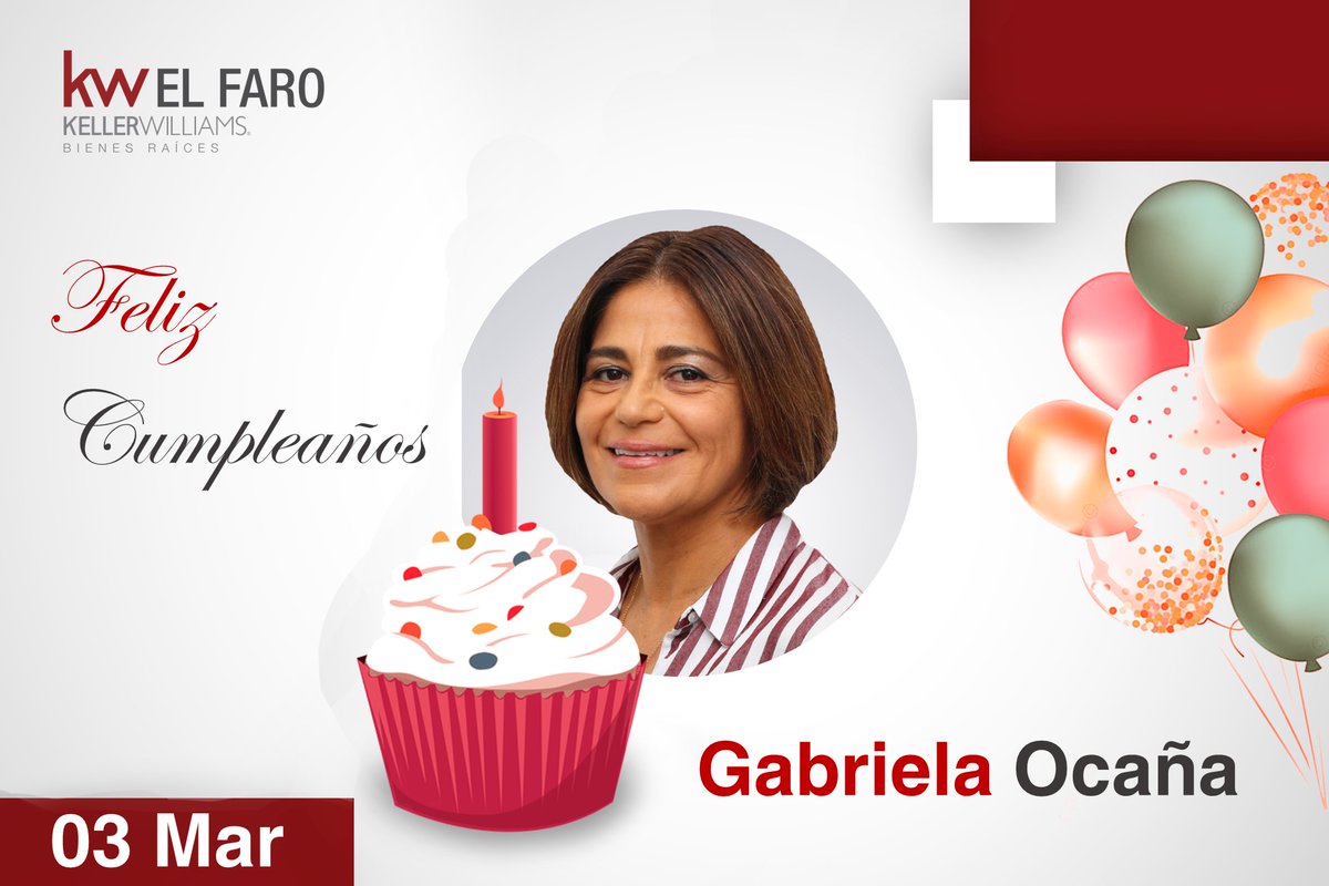 kwelfaro's tweet photo. Feliz cumpleaños, Gabriela Ocaña la familia KW El faro te desea que tengas el mejor día junto con tu familia. 🥳
#Cumpleaños #happybirthday #3deMarzo2021
#KW #KWMX https://t.co/80cyTvPpZs
